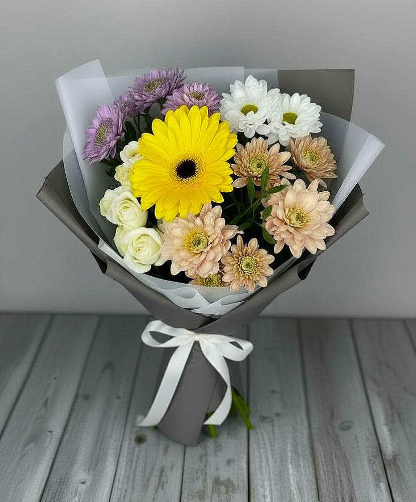Букет цветов из: Розы, Герберы и Хризантемы в Верее