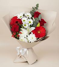 Букет цветов из:  Розы, Хризантемы, Герберы и Лилии в Верее