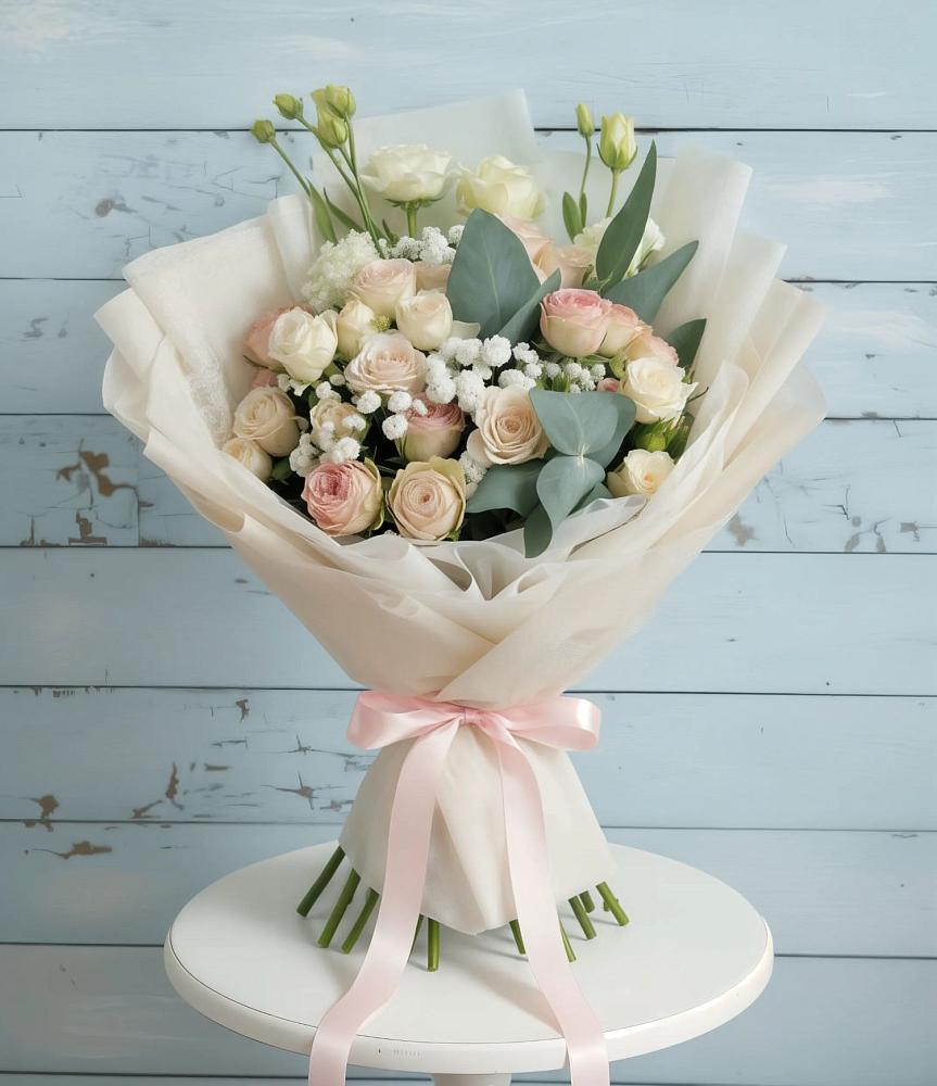 Букет цветов из: Розы и Лизиантусы в Верее