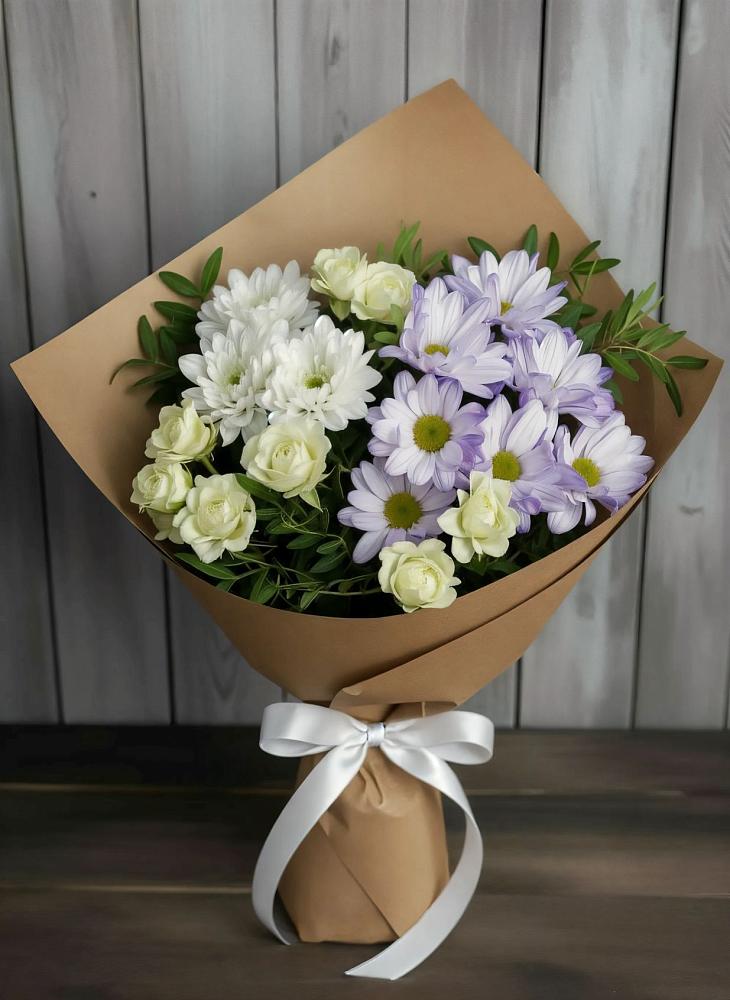 Букет цветов из: Хризантемы и Розы в Верее